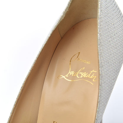 Christian Louboutin Metallic Canvas Peep Toe Pumps 37.5 White 15 of 15