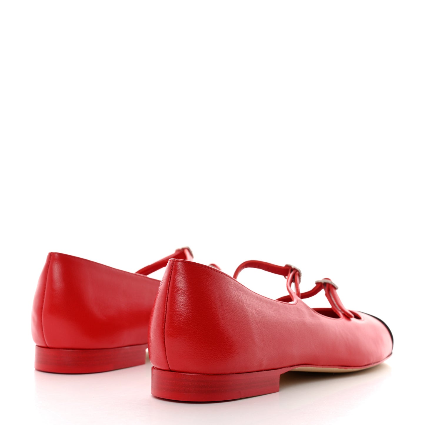 Lambskin Mary Jane Flats 38 Red Black