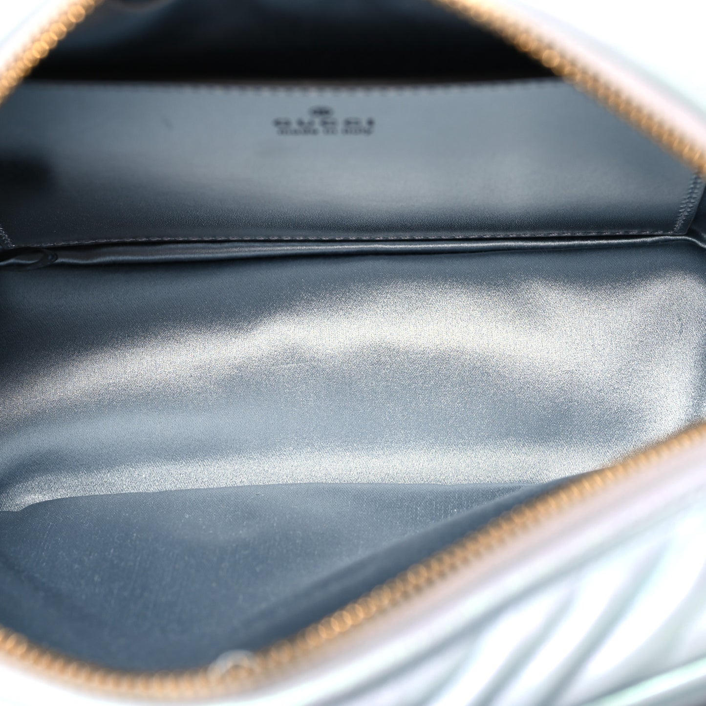 Iridescent Nappa Chevron Matelasse Small GG Marmont Chain Shoulder Bag Iridescent Snow Light Blue