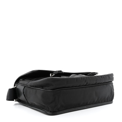 Prada Tessuto Nylon Saffiano Large Double Snap Buckle Messenger Bag Black 4 of 11