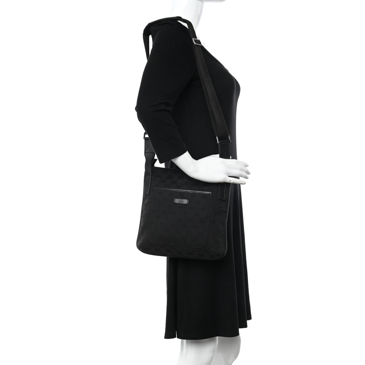Monogram Flat Messenger Bag Black