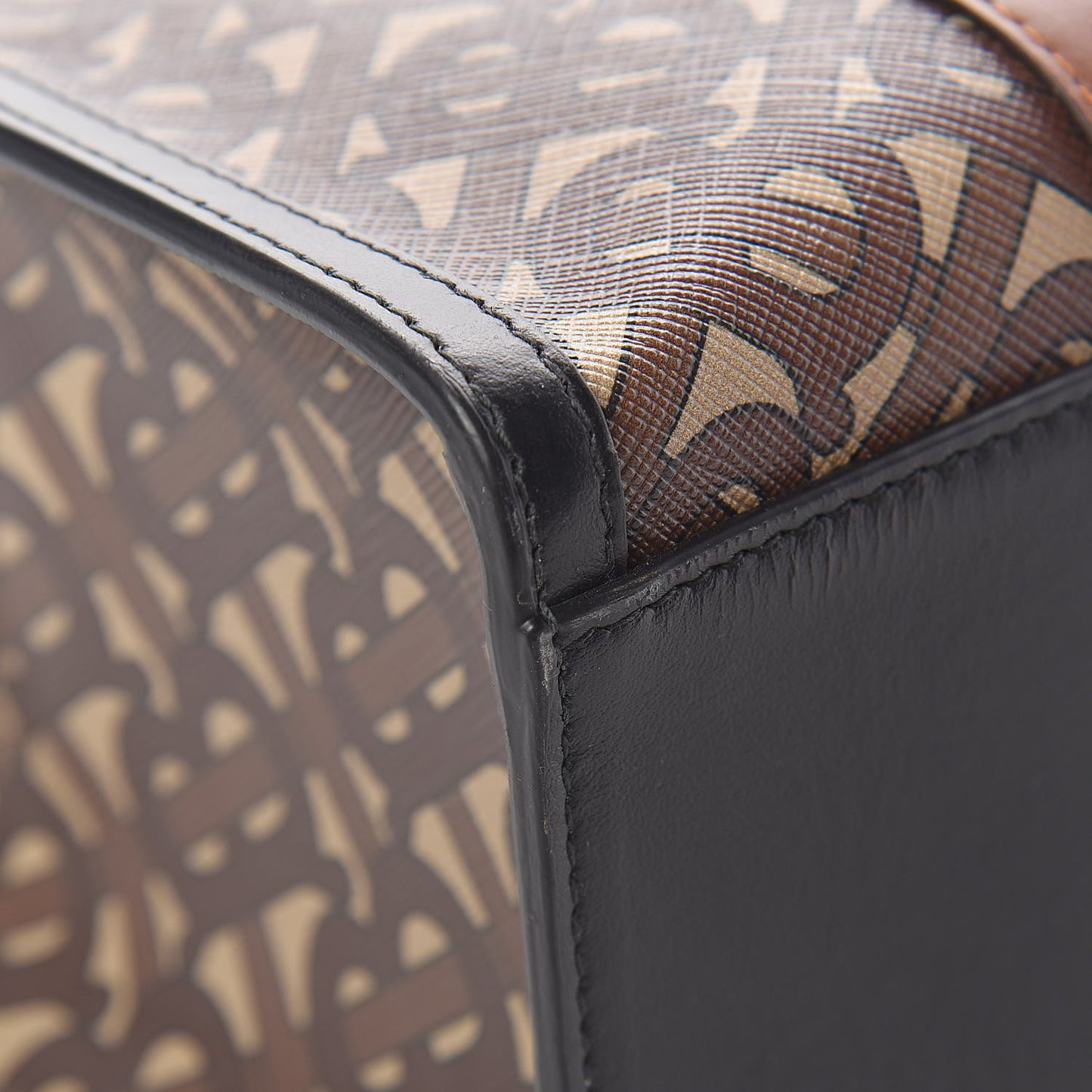 E-Canvas Monogram Stripe Portrait Tote Bag Bridle Brown