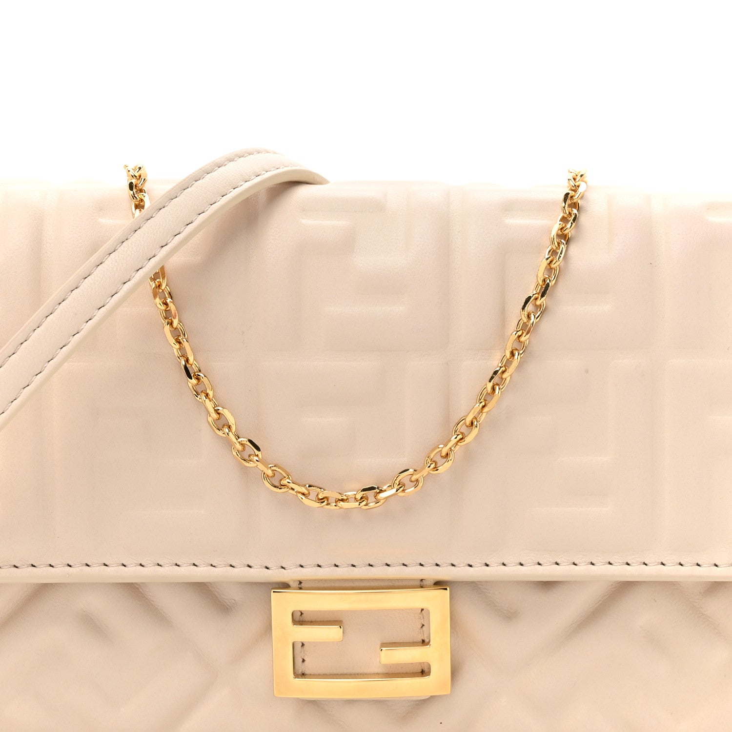 Fendi Nappa Matisse FF Embossed Wallet On Chain Baguette Camelia 8 of 17