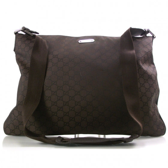 Nylon Monogram Flat Messenger Bag Brown