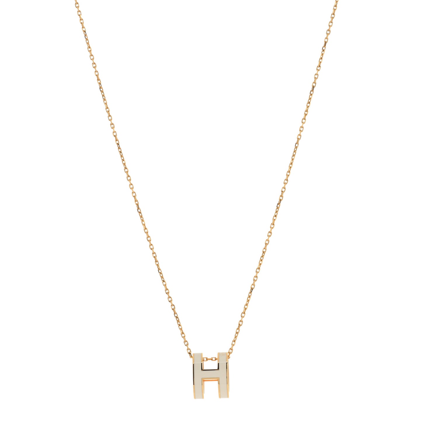 Lacquered Gold Pop H Pendant Necklace White