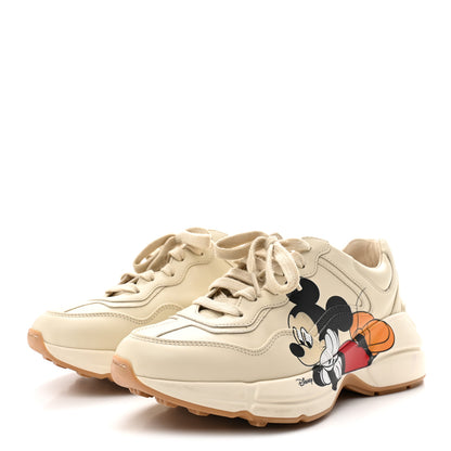Gucci X DISNEY Calfskin Mickey Mouse Womens Rhyton Sneakers 36.5 Ivory 4 of 10