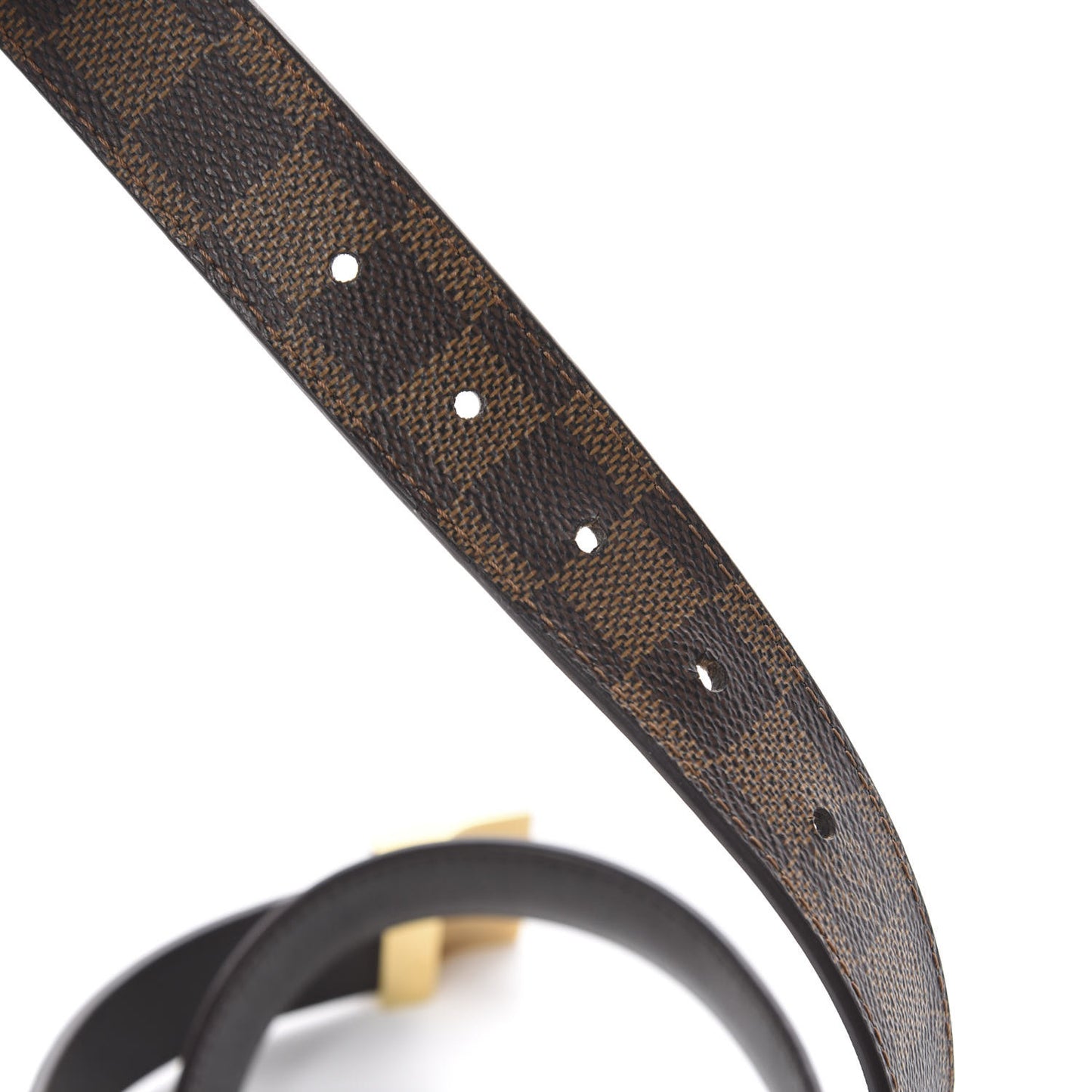Damier Ebene LV Paris Buckle Belt 85 34 Gold