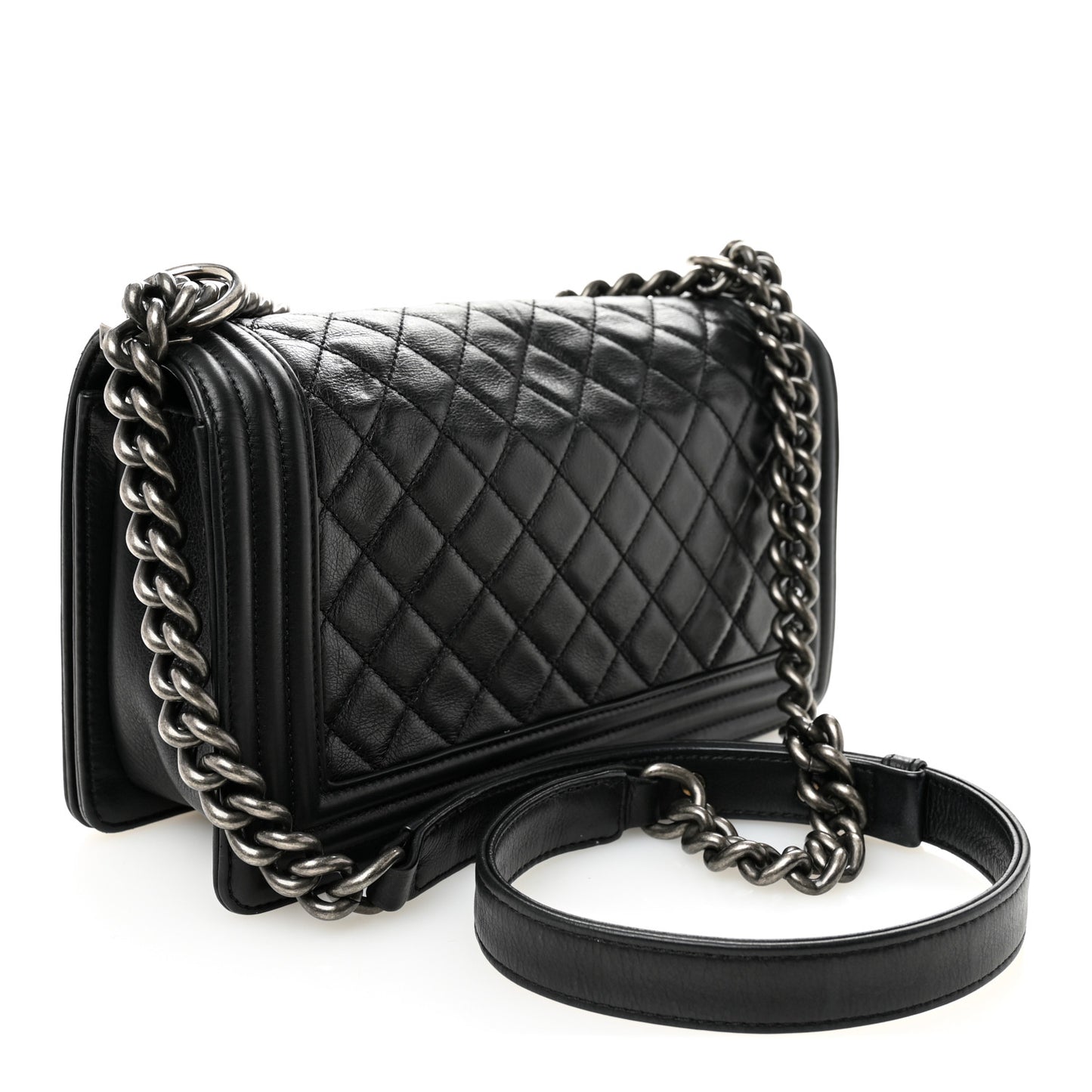 Calfskin Quilted Medium Boy Flap Black