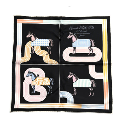 Hermes Silk Garde Robe Pop Detail Pocket Square Black Rose Multicolor 2 of 8