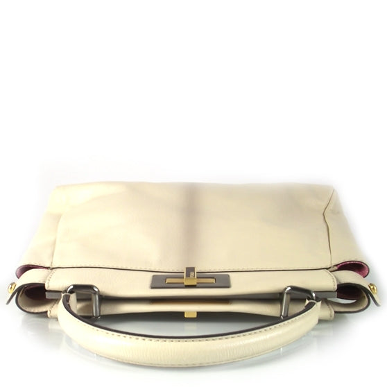 Goatskin Stingray Medium Peekaboo Iconic Satchel White Pink