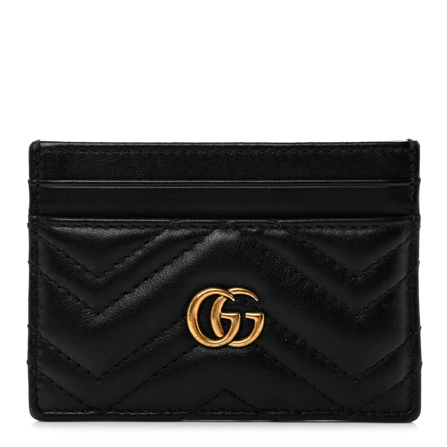 Calfskin Matelasse GG Marmont Card Holder Black