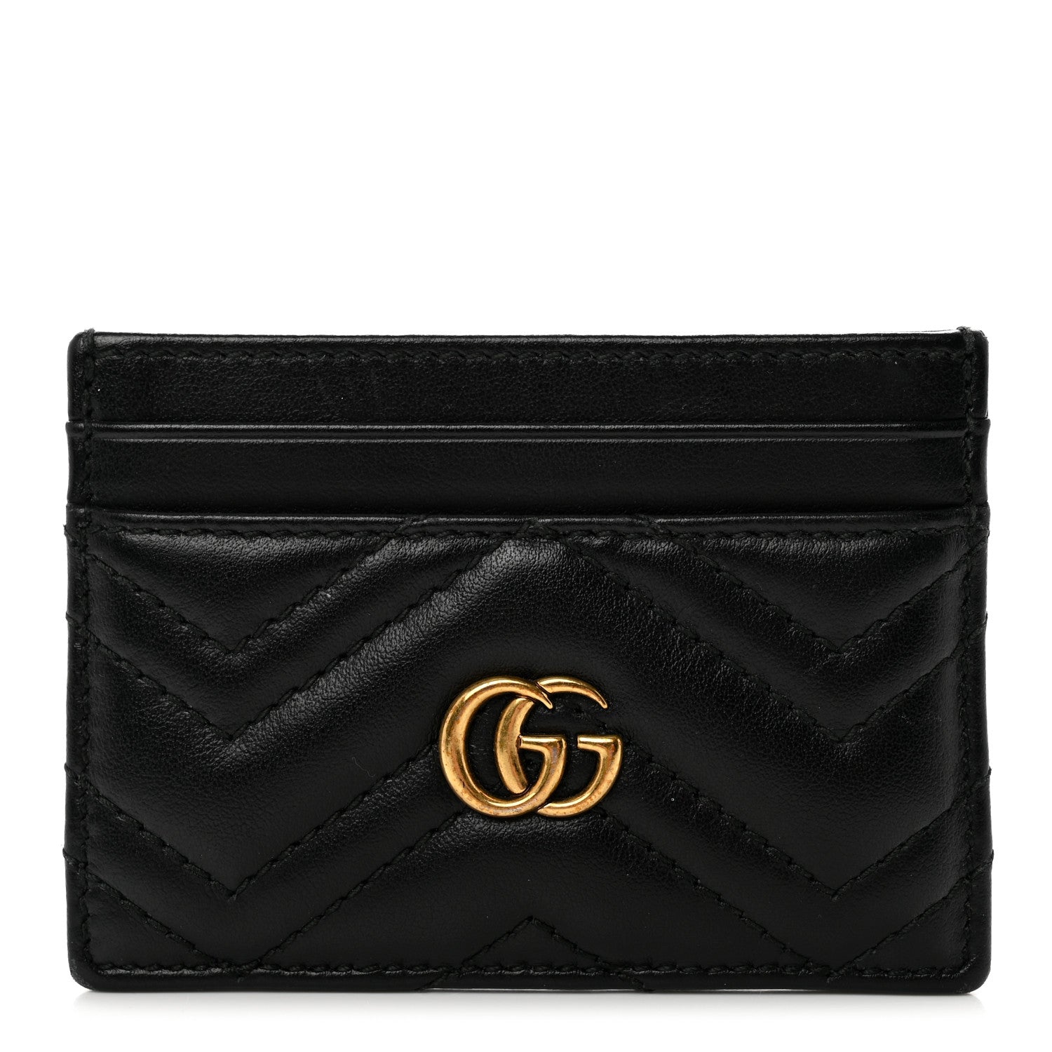 Gucci Calfskin Matelasse GG Marmont Card Holder Black 1 of 6