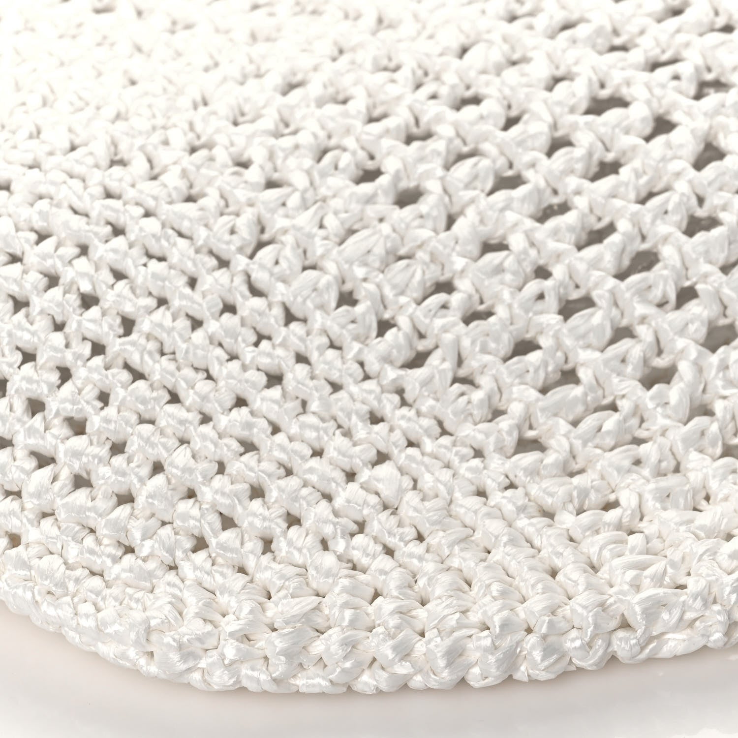 Prada Yarn Raffia Effect Crochet Logo Embroidered Shopping Tote Bag White 9 of 11