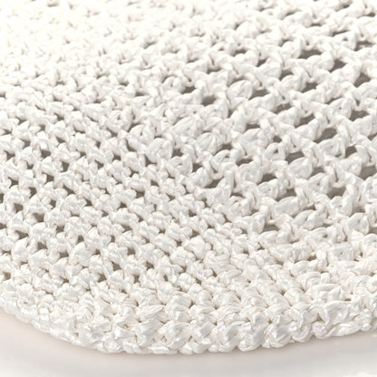 Prada Yarn Raffia Effect Crochet Logo Embroidered Shopping Tote Bag White 9 of 11