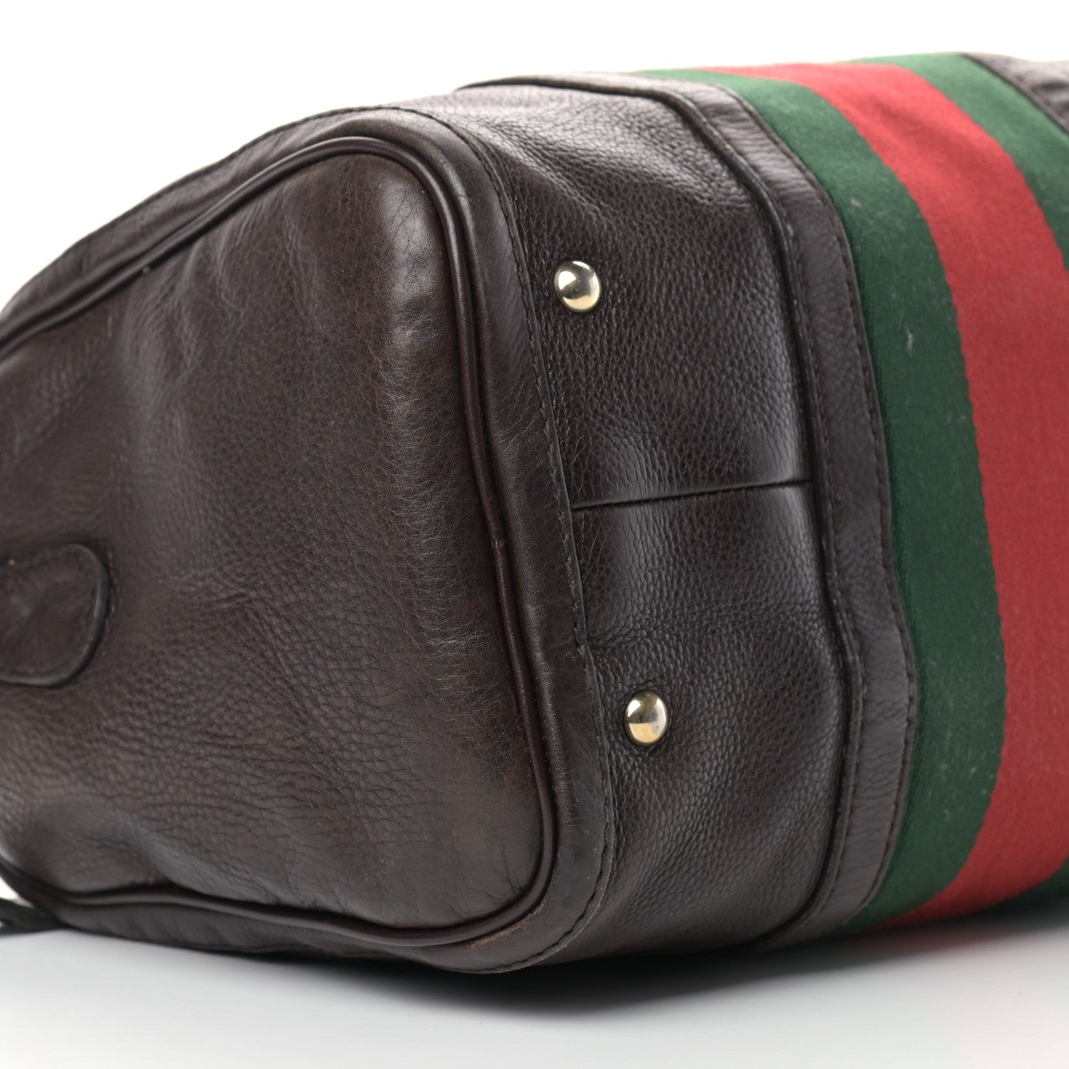 Gucci Calfskin Vintage Web Medium Boston Dark Brown 8 of 21
