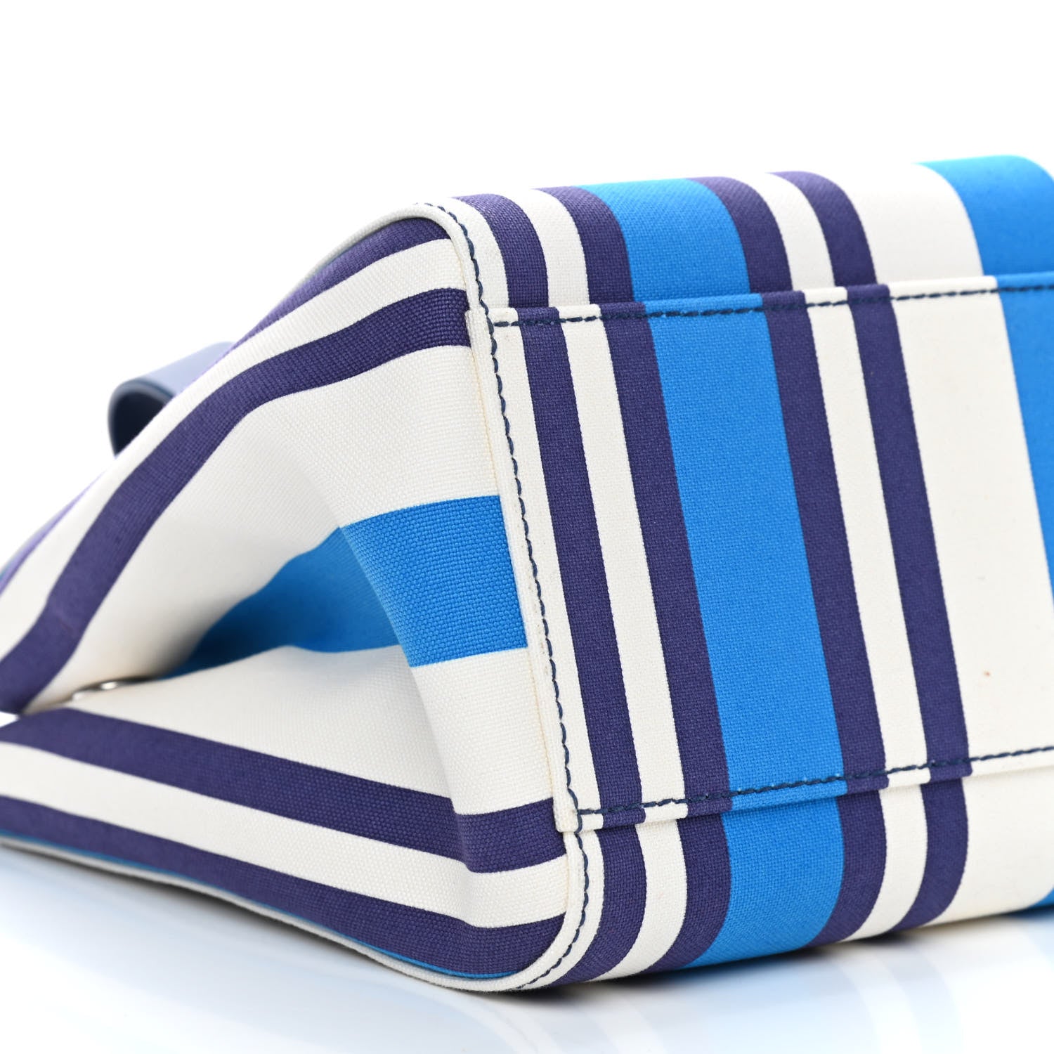 Miu Miu Canvas Striped Small Tote Blue White 7 of 8