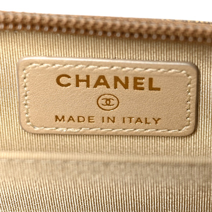 Chanel Cracked Metallic Calfskin Quilted Boy Zip Around Coin Purse Wallet Gold 6 of 8