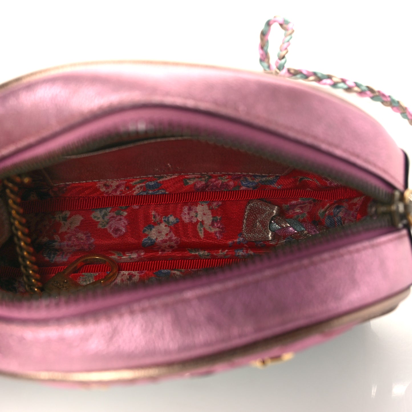 Laminated Nappa Trapuntata Mini Zumi Dome Shoulder Bag Rosa Lago Rame