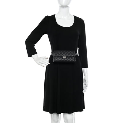 Chanel Grained Calfskin Quilted 2.55 Reissue Flap Belt Bag Clutch Black 2 of 11