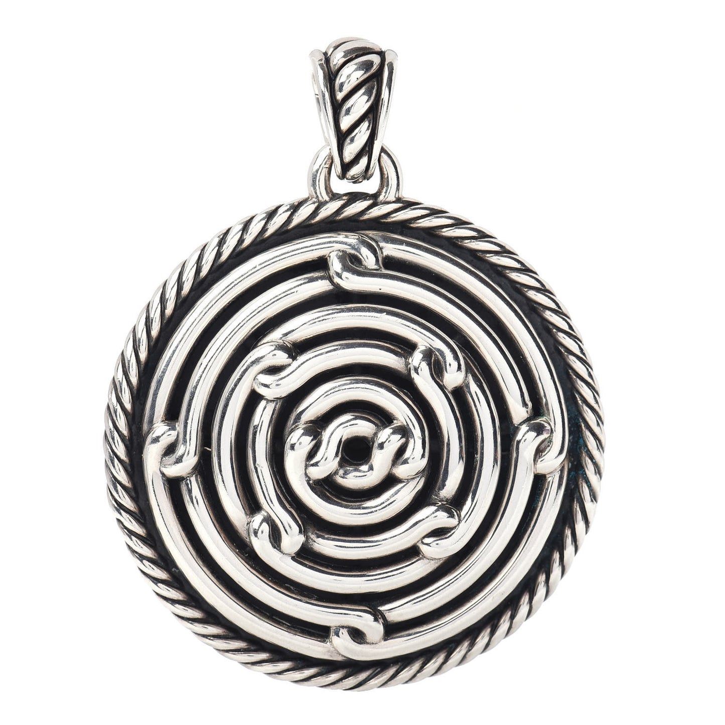 Sterling Silver Large Labyrinth Disc Pendant