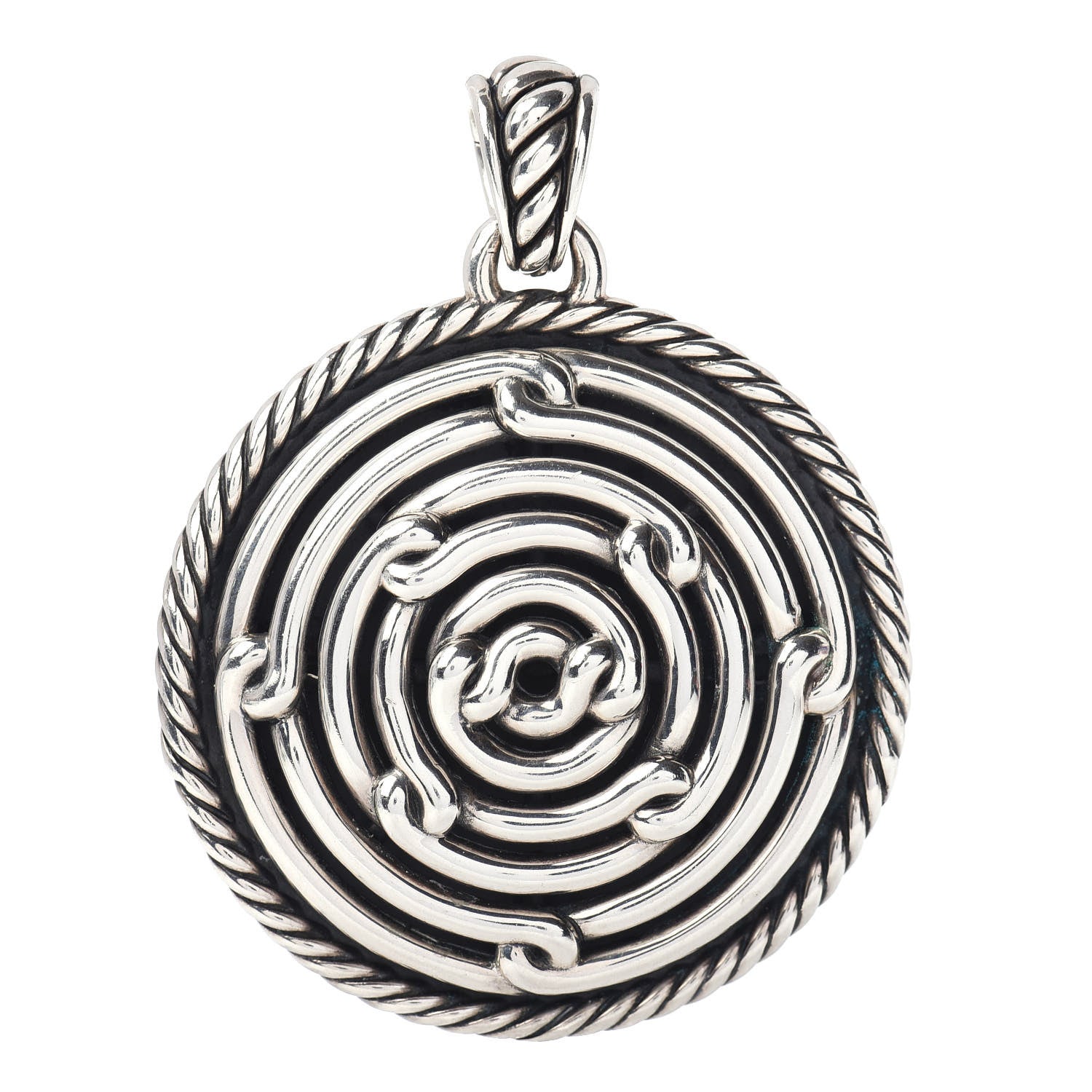 David Yurman Sterling Silver Large Labyrinth Disc Pendant 1 of 3
