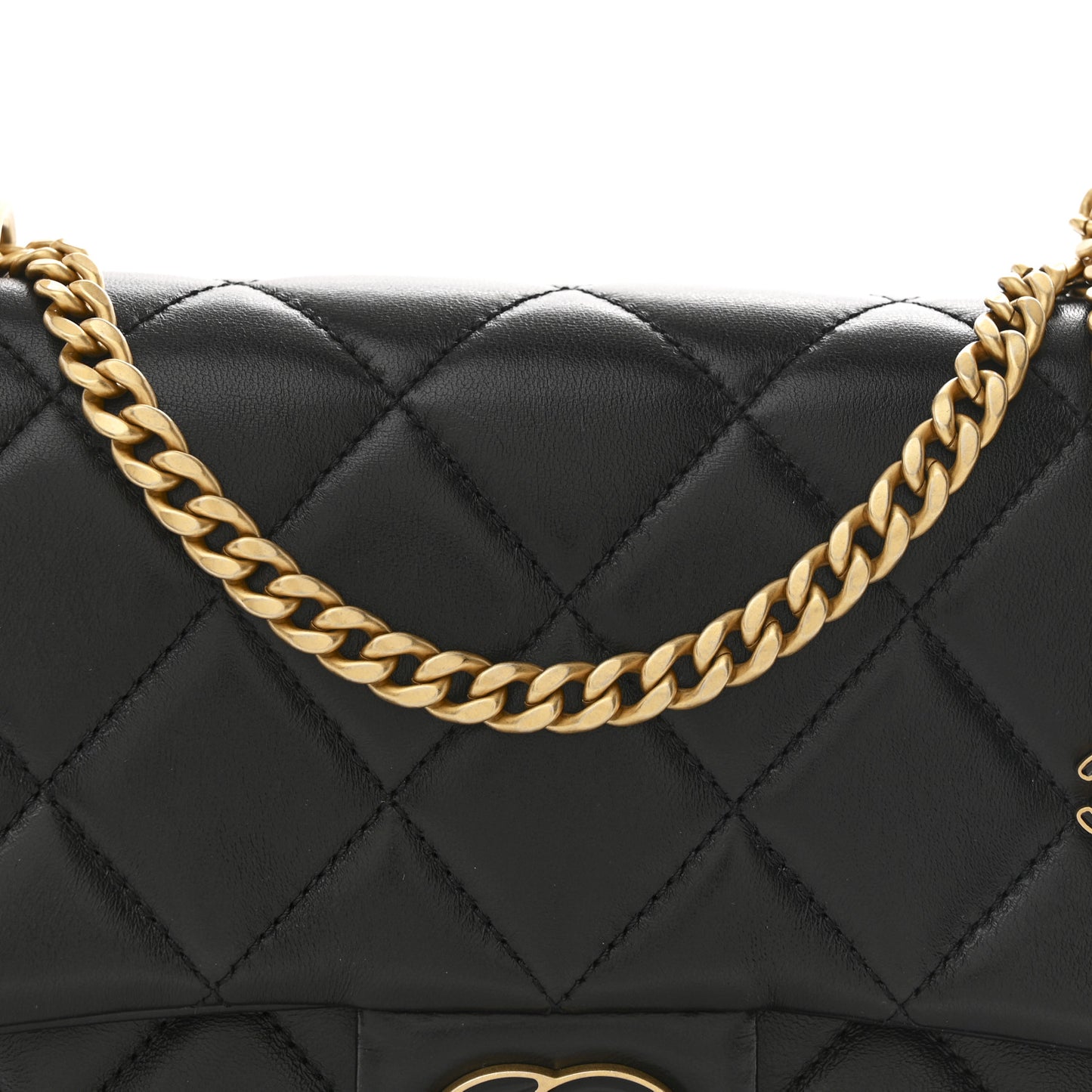 Lambskin Enamel Quilted Pending CC Square Flap Black