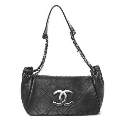 Chanel Calfskin Diamond Stitch Accordion Flap Black 1 of 14