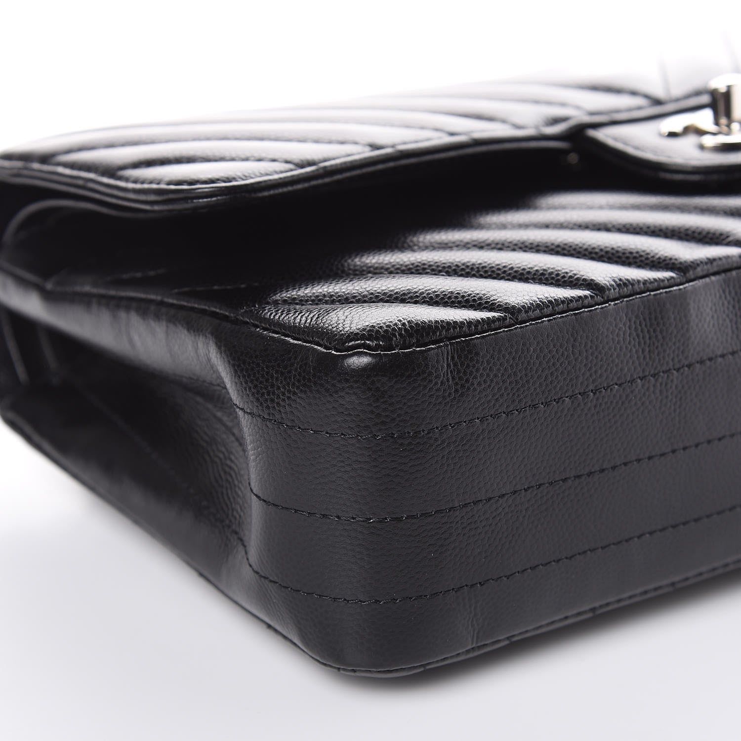 Chanel Caviar Chevron Quilted Medium Double Flap Black 8 of 18