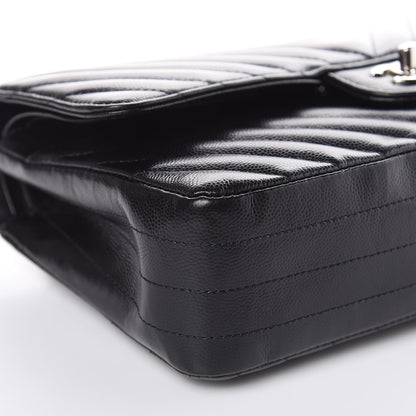 Chanel Caviar Chevron Quilted Medium Double Flap Black 8 of 18