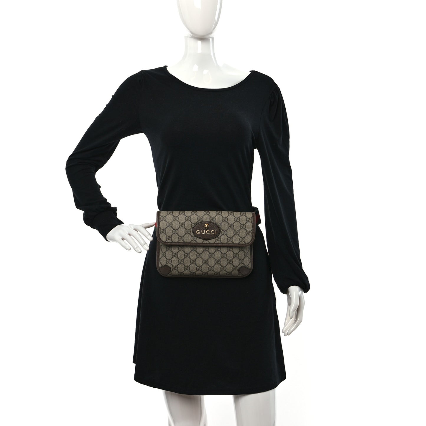 GG Supreme Monogram Neo Vintage Web Belt Bag Brown