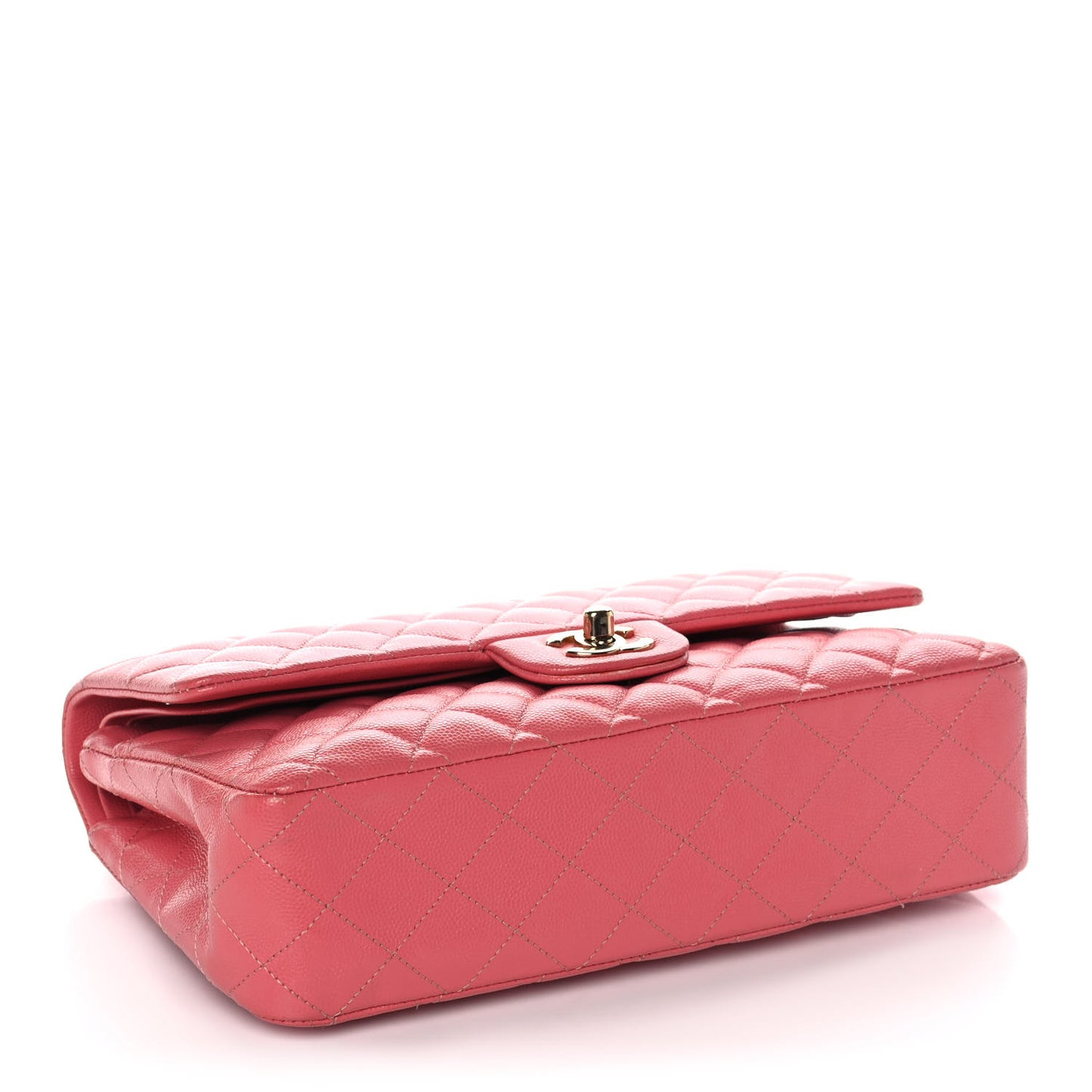 Caviar Quilted Medium Double Flap Pink