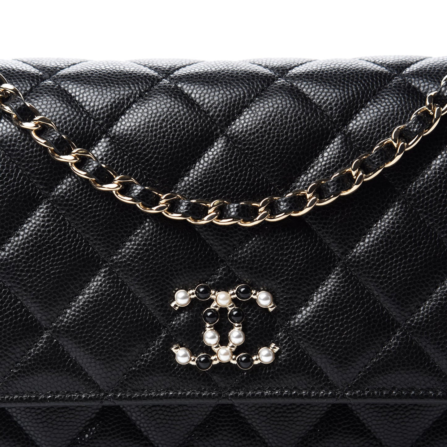 Caviar Quilted Coco Candy Wallet On Chain WOC Black