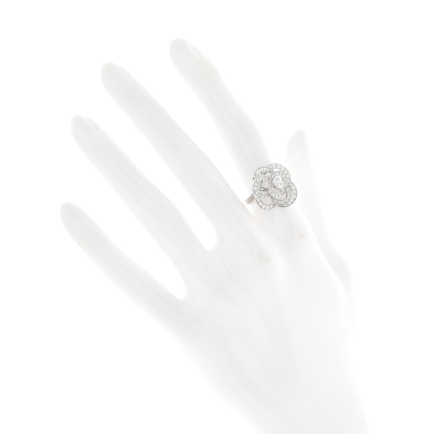18K White Gold Diamond Fil de Camelia Ring 51 5.75