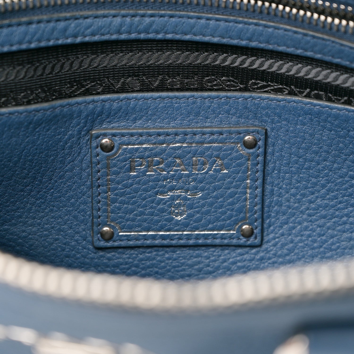 Prada Vitello Daino Shopping Satchel Inchiostro 6 of 12