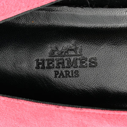 Hermes Velvet Goatskin Patent Epsom Nice Ballerina Flats 37.5 Fuchsia Black 8 of 9
