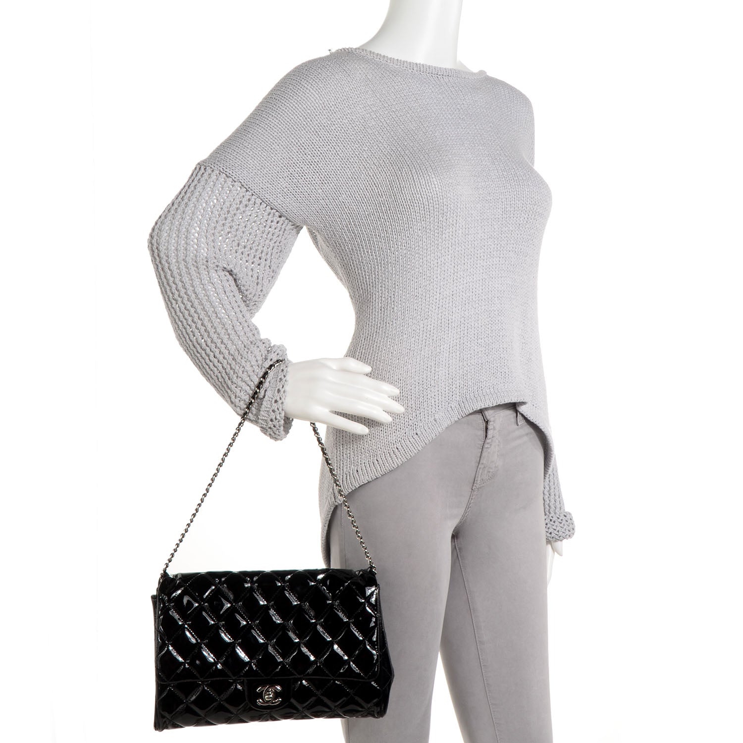 Chanel Patent Quilted Clutch Flap Black 2 of 7
