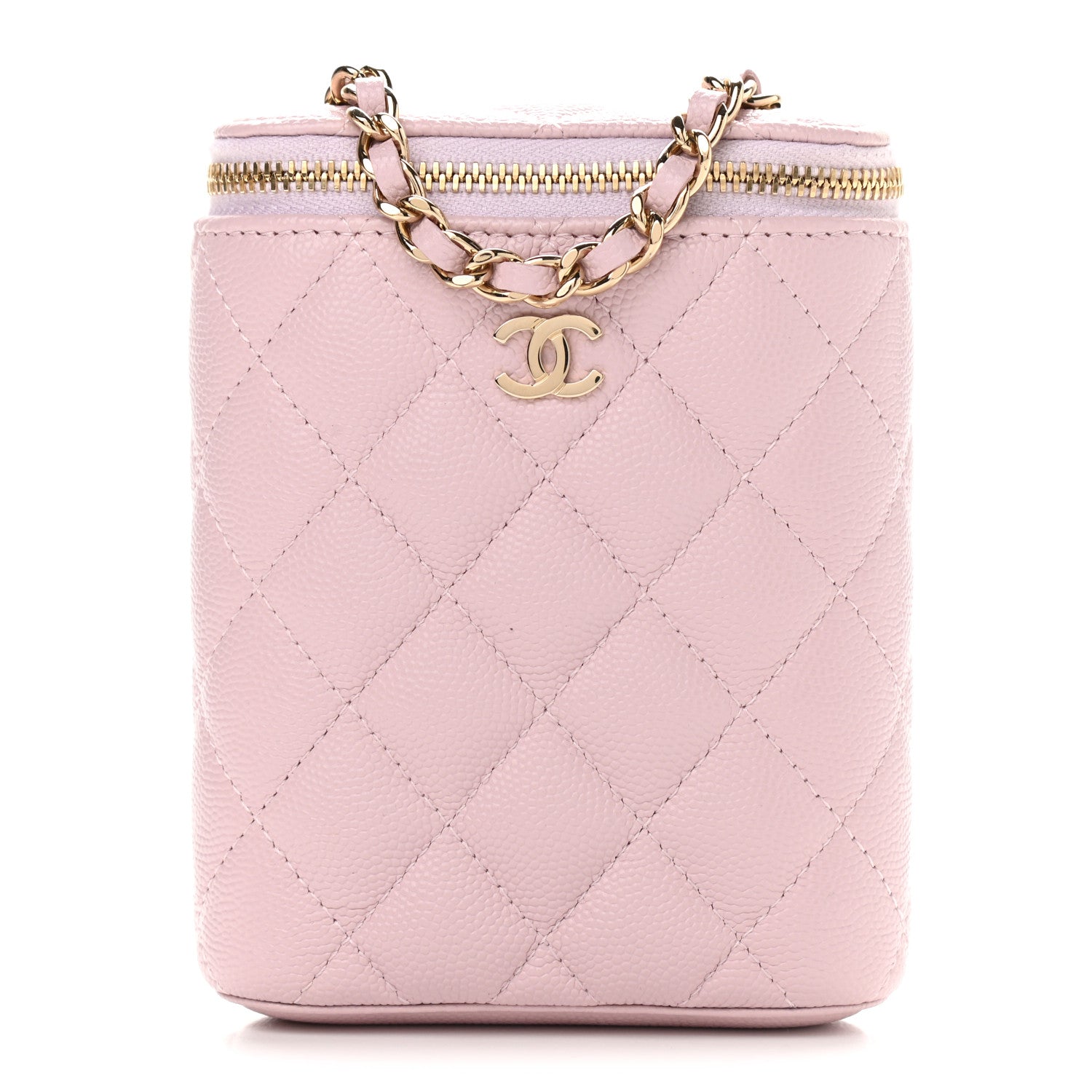 Chanel Caviar Quilted Small Vertical Coco Beauty Vanity Case With Chain Light Pink 1 of 9