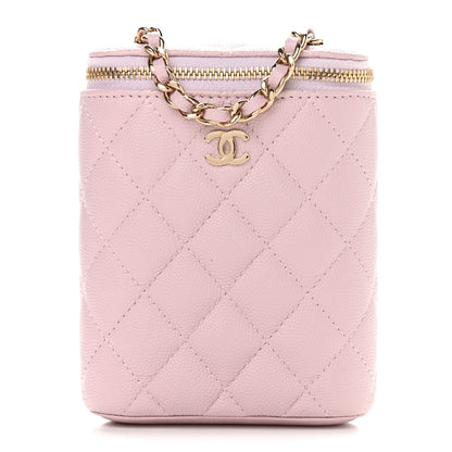 Chanel Caviar Quilted Small Vertical Coco Beauty Vanity Case With Chain Light Pink 1 of 9