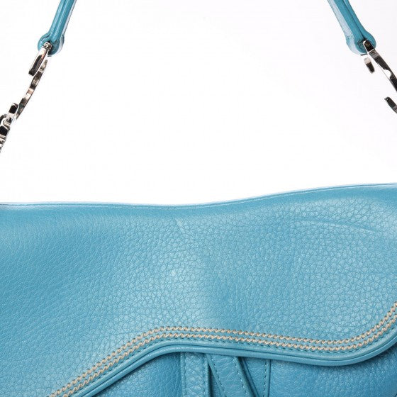Christian Dior Calfskin Saddle Bag Blue 8 of 12