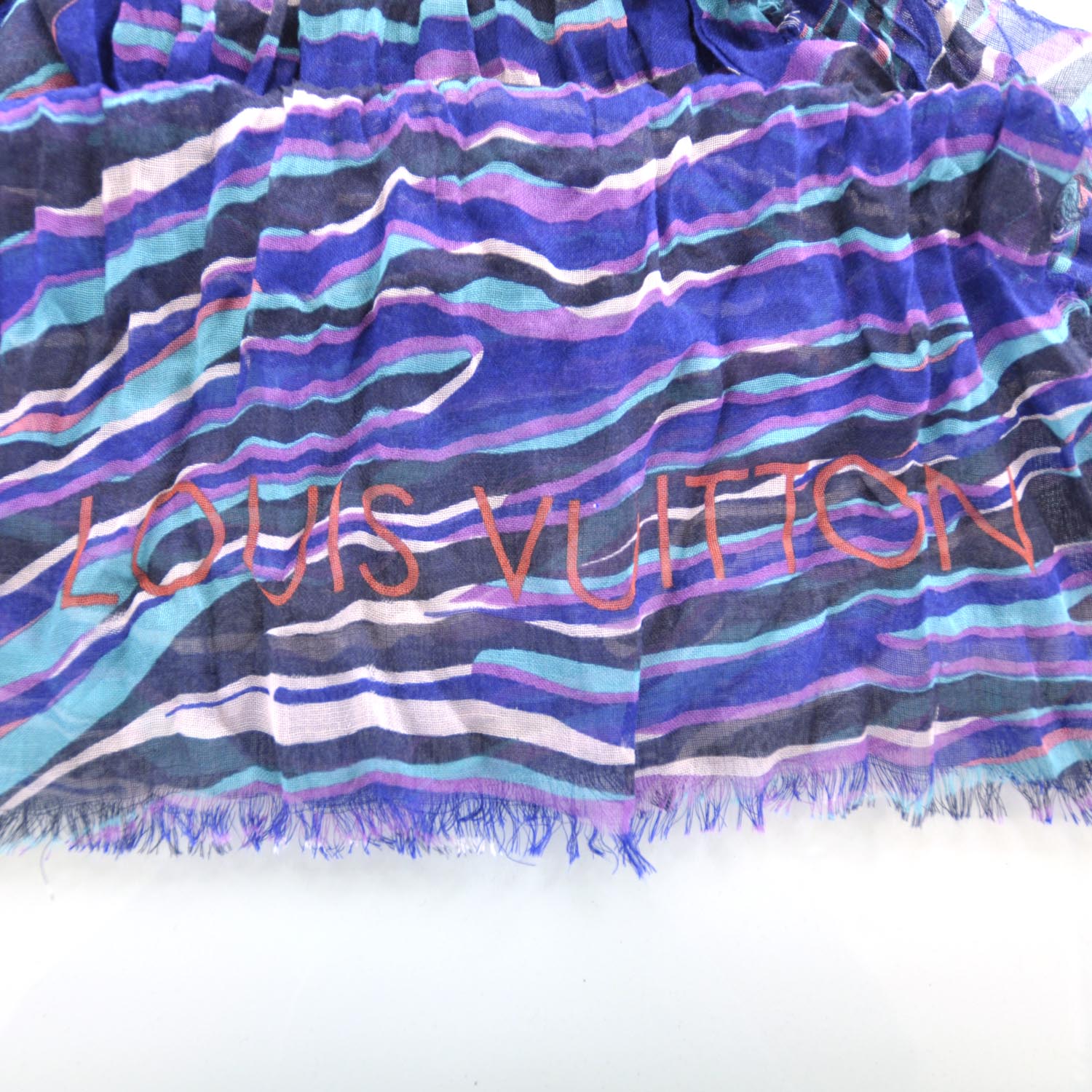 Louis Vuitton Cashmere Silk Zebra Stole Blue Lagoon 5 of 5