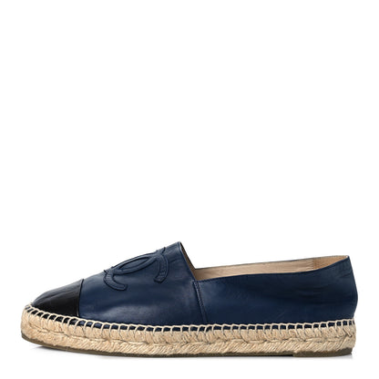 Chanel Lambskin CC Espadrilles 41 Navy Black 1 of 9