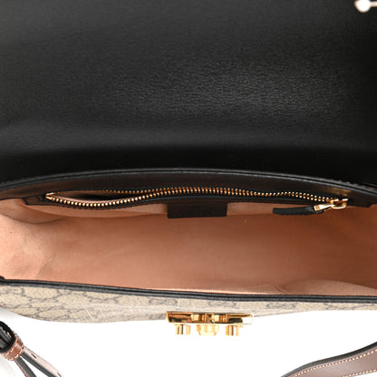 Gucci GG Supreme Monogram Calfskin Small Padlock Messenger Shoulder Bag Beige Black Cuir 5 of 10