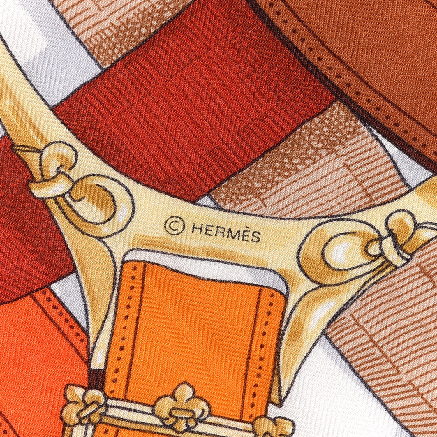 Hermes Cashmere Silk Cavalcadour Shawl 140 Orange White 4 of 4