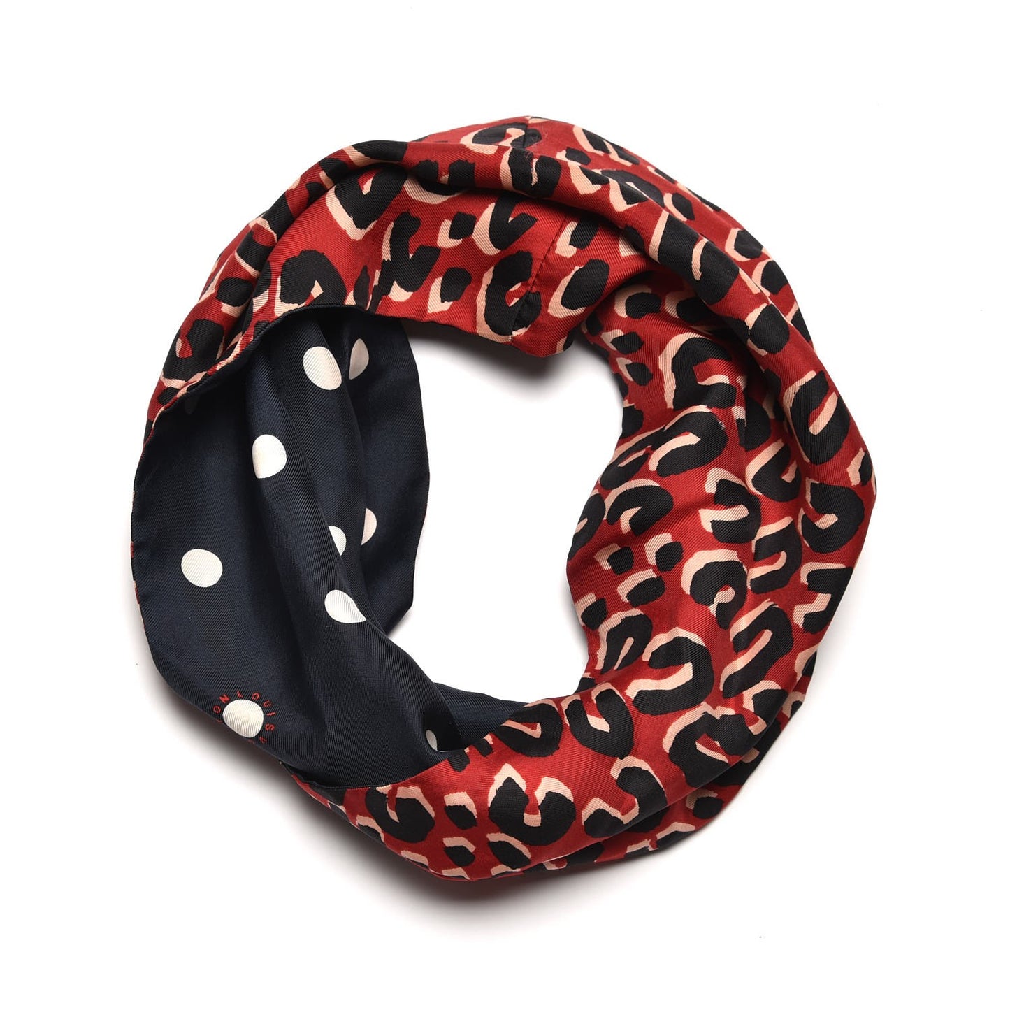 Silk Leopard Snood Scarf Red Rouge Blue Infini