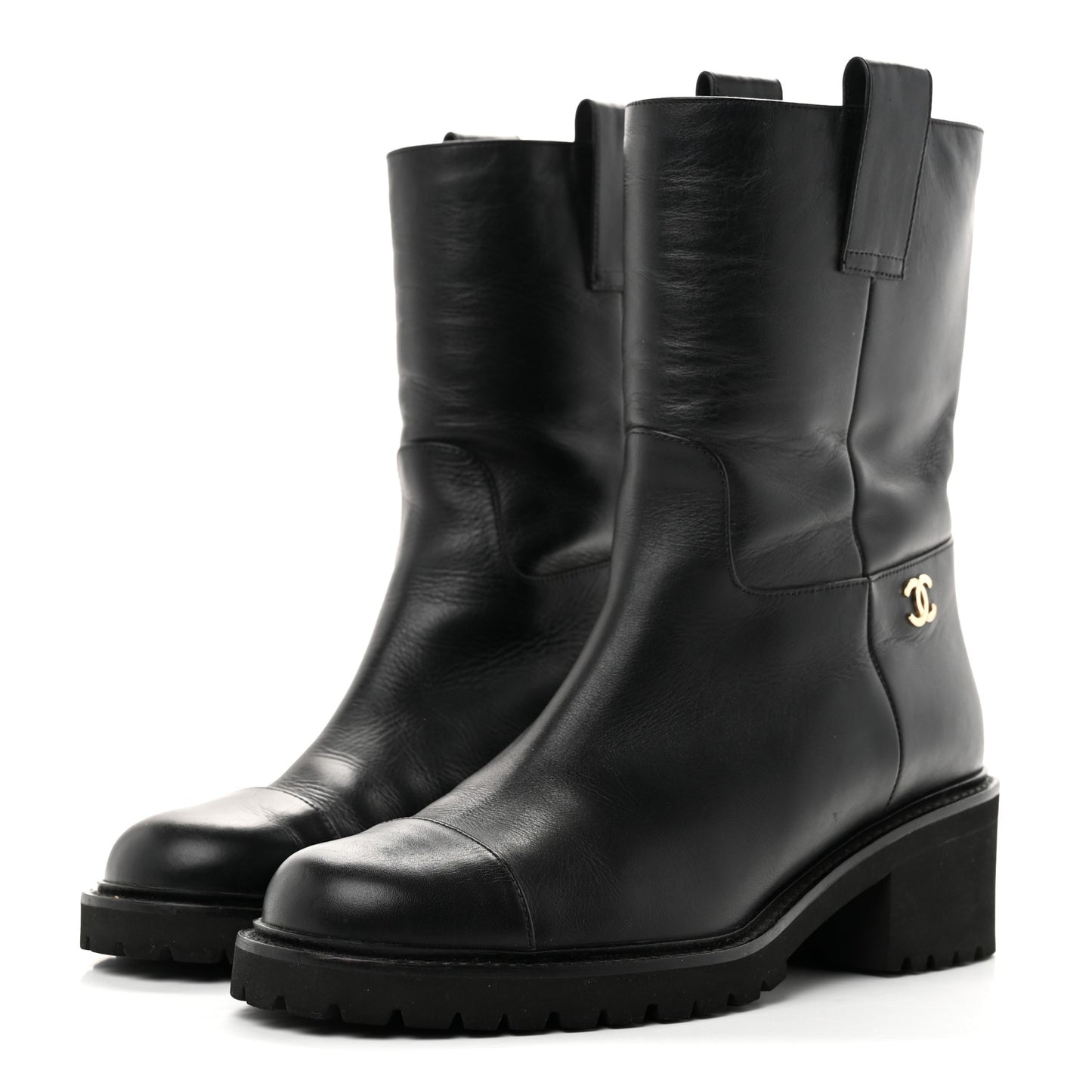 Calfskin CC Ankle Boots 39 Black