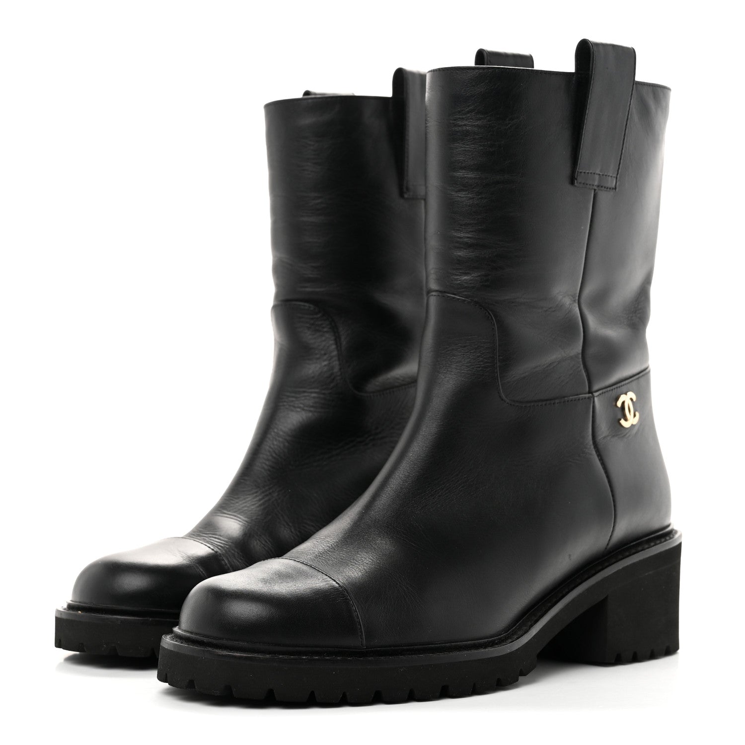 Chanel Calfskin CC Ankle Boots 39 Black 4 of 11