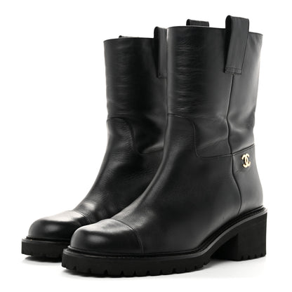 Chanel Calfskin CC Ankle Boots 39 Black 4 of 11
