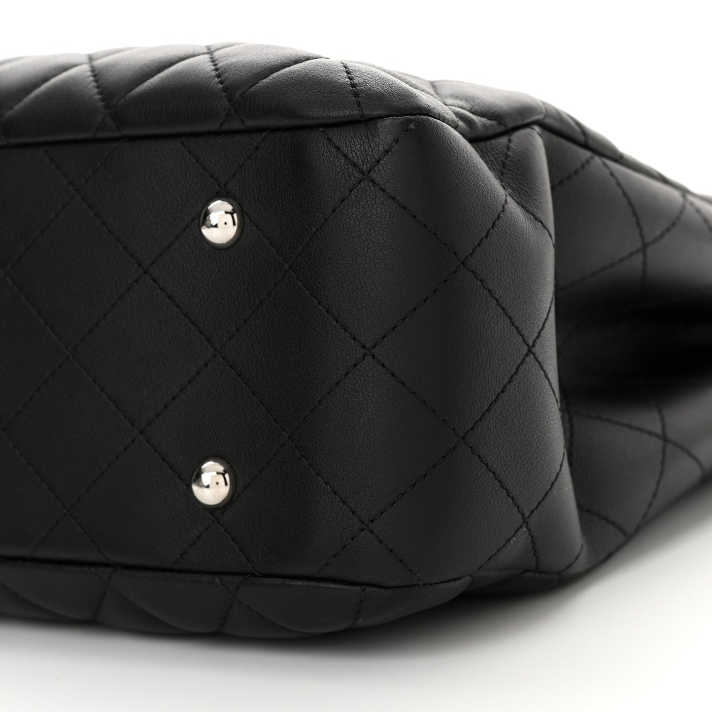 Calfskin Quilted Large Classic Shopping Tote Black