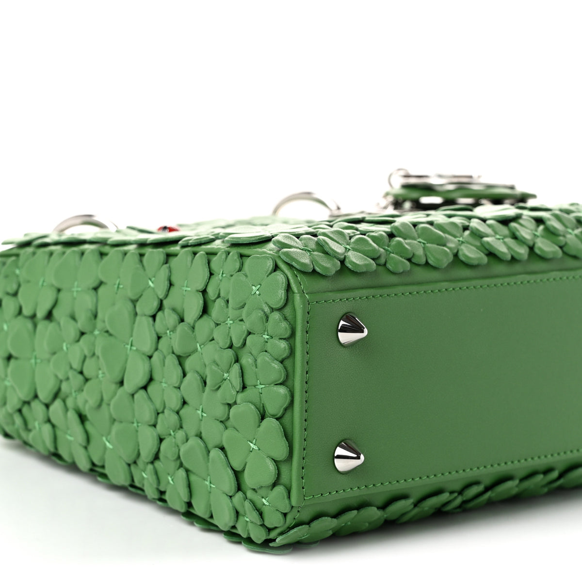 Christian Dior Lambskin Clover Allover Embroidered Mini Lady Dior Lucky Green 9 of 10
