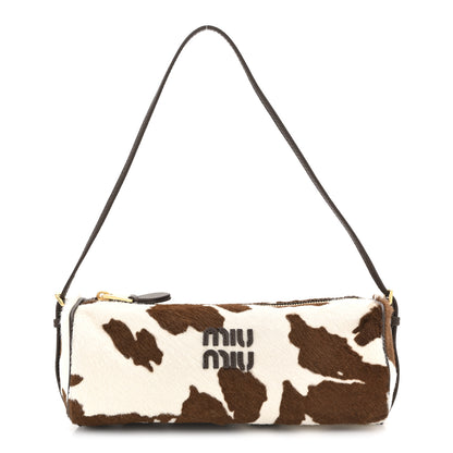 Miu Miu Nappa Calf Hair Printed Pouch White Burnt Sienna 1 of 10